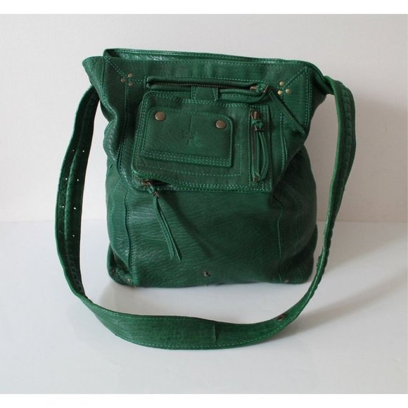 Jerome Dreyfuss Green Genuine Leather Shoulder Bag Rare - Picture 2 of 13